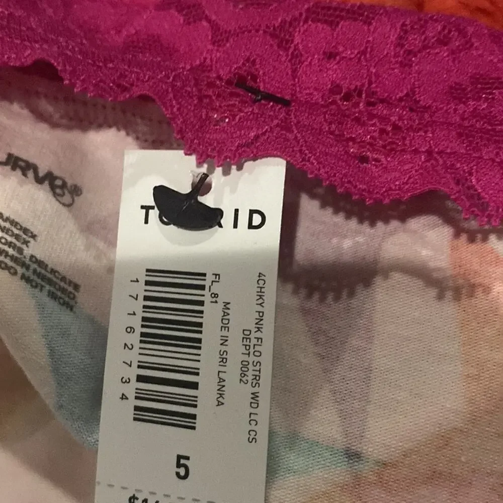 Torrid pink flow star COTTON MID-RISE CHEEKY LACE TRIM PANTY